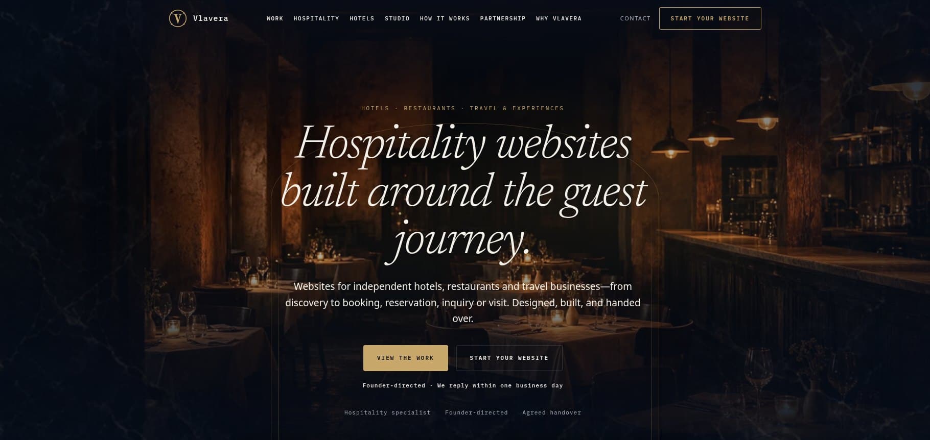 Vlavera homepage — Hospitality websites built around the guest journey